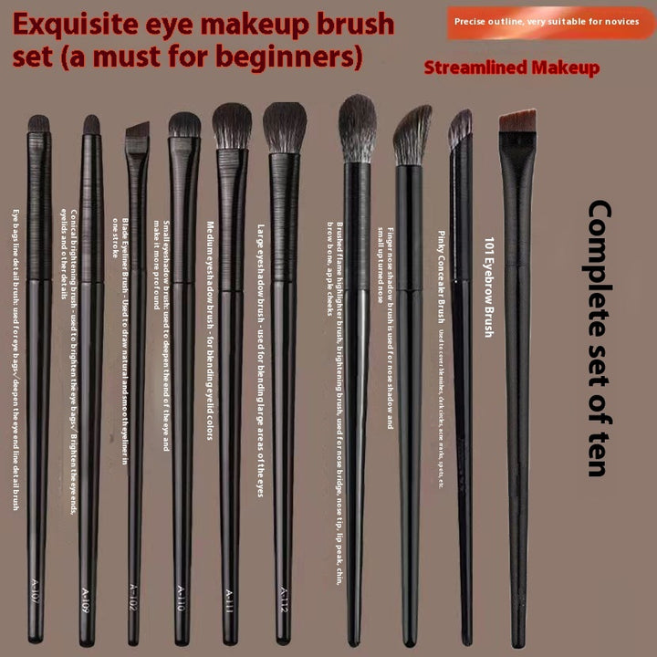 ✨ 13 Black Brushed Eye Makeup Brush Set — 10 Piece Beauty Tools Kit 💄