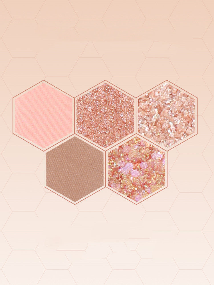 ✨ Honeycomb Diamond 3-Color Eyeshadow Palette – Honey Tea Brown Matte & Glitter Set ✨