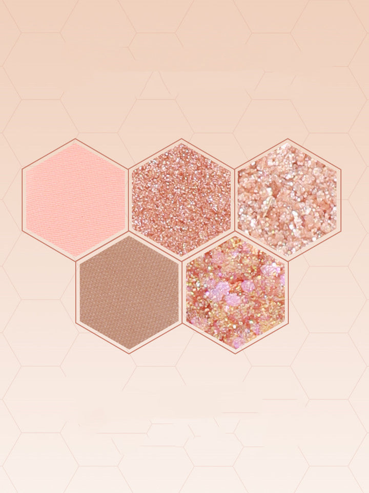 ✨ Honeycomb Diamond 3-Color Eyeshadow Palette – Honey Tea Brown Matte & Glitter Set ✨