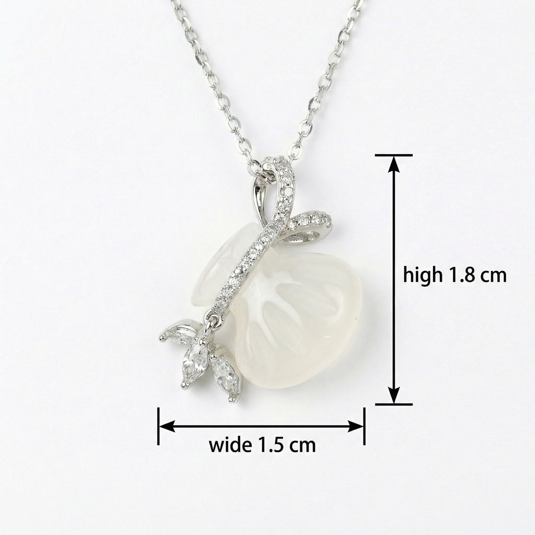 925 Sterling Silver Elegant Silver Shell Pendant Necklace with Shimmering Stone Accents