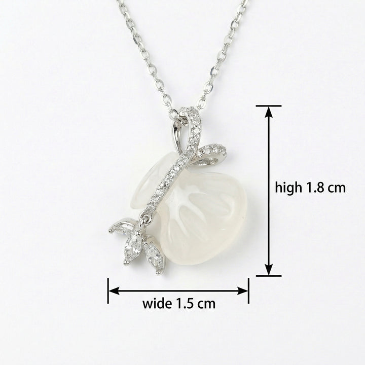 925 Sterling Silver Elegant Silver Shell Pendant Necklace with Shimmering Stone Accents