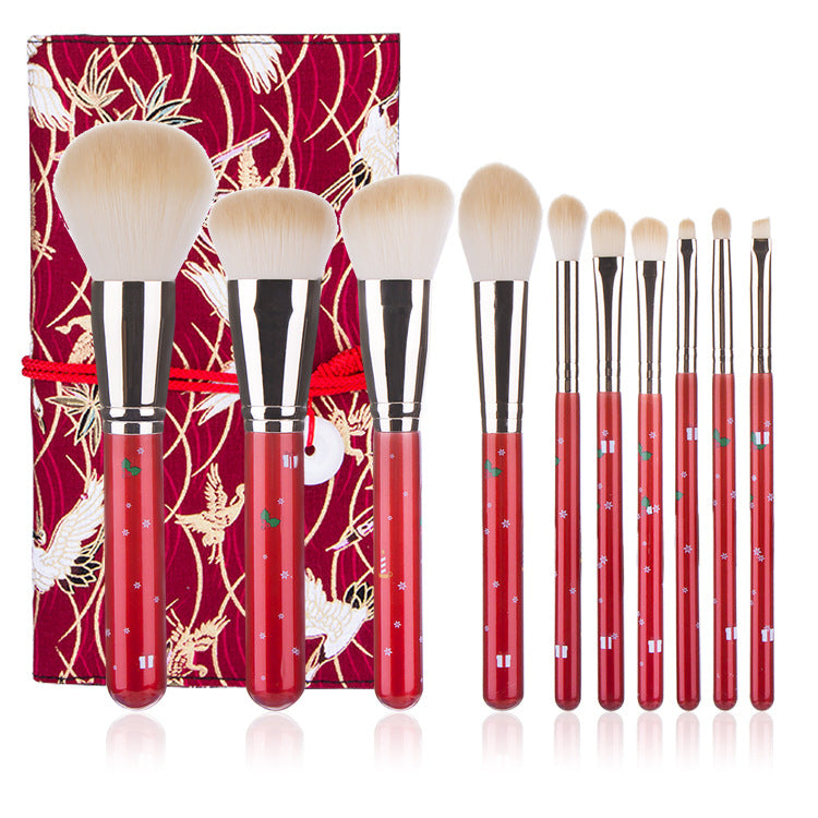 ✨ Christmas Portable Makeup Brush Set — 10-Piece Festive Beauty Tools 🎄💄
