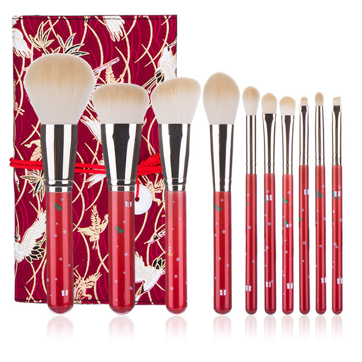 ✨ Christmas Portable Makeup Brush Set — 10-Piece Festive Beauty Tools 🎄💄