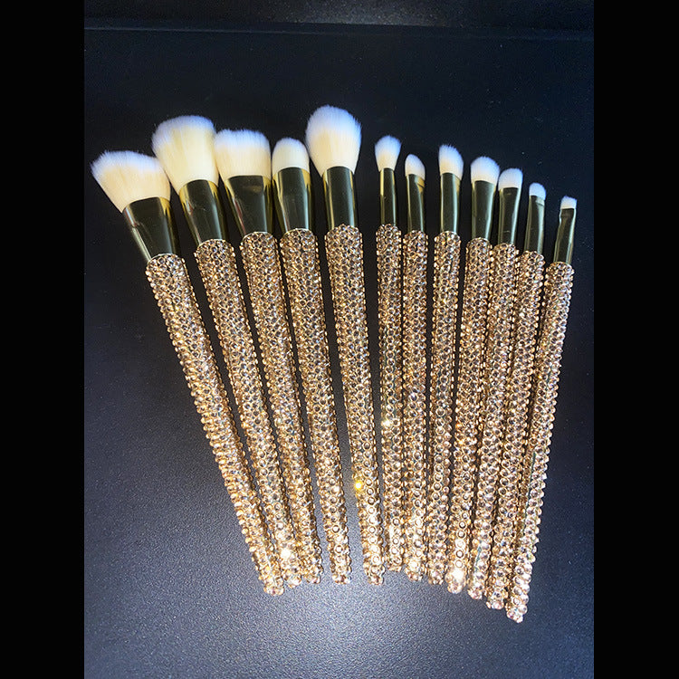 ✨ Diamond 12 Gems Makeup Brush Set — luxury sparkle for flawless beauty 💎💄