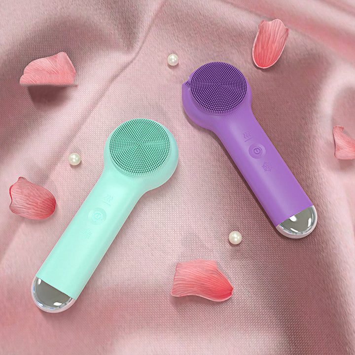 💖🌀 Silicone Cleansing Brush | 4-Speed Vibration Facial Tool with Hot & Cold Care