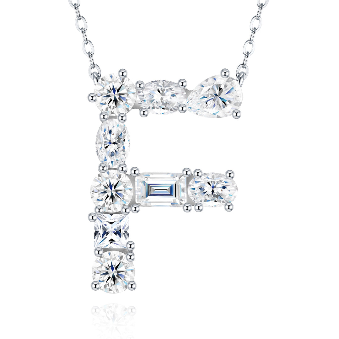 26-Letter “F” Moissanite Pendant Necklace – Gold-Plated S925 Silver