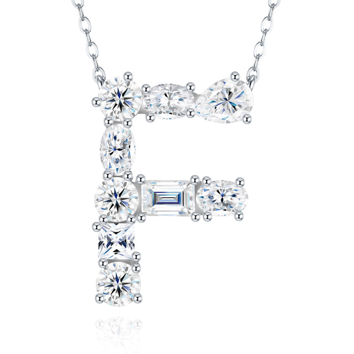 26-Letter “F” Moissanite Pendant Necklace – Gold-Plated S925 Silver