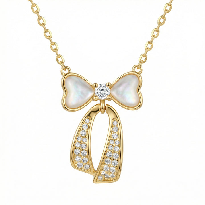 🎀 925 Sterling Silver Bowknot Pearl Necklace
