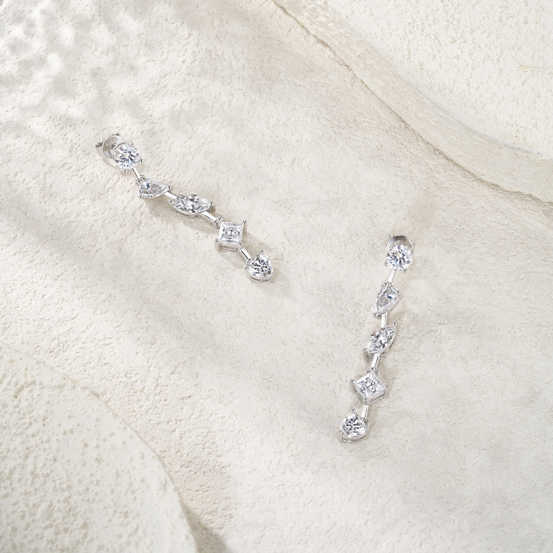 Luxury Minimalist Moissanite Earrings – Platinum-Plated S925 Silver