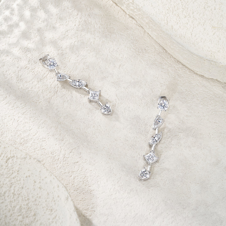 Luxury Minimalist Moissanite Earrings – Platinum-Plated S925 Silver