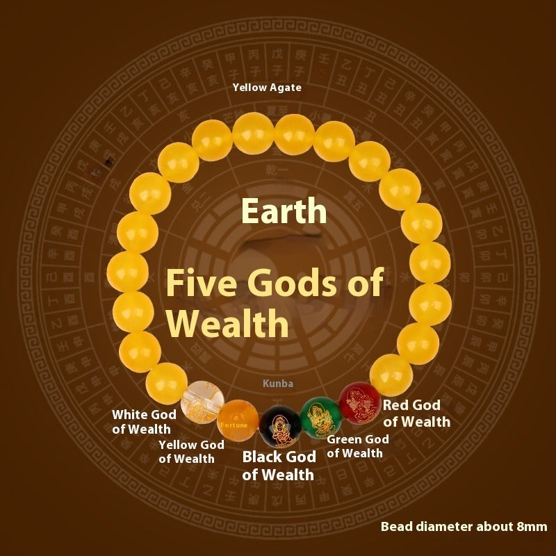 Natural Agate Five Elements Five Blessings Bracelet