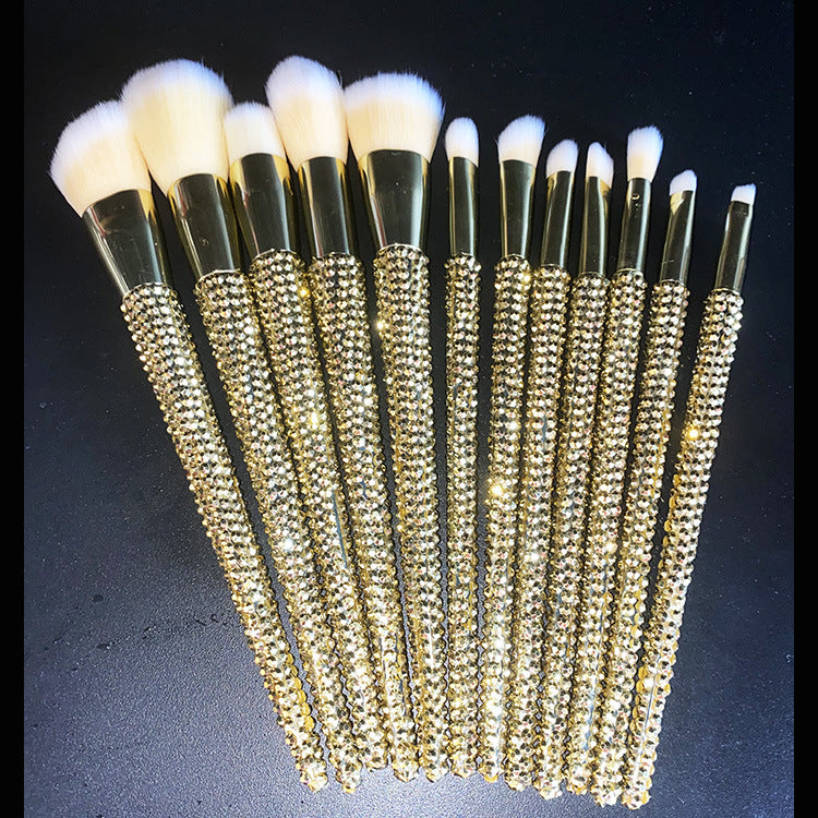 ✨ Diamond 12 Gems Makeup Brush Set — luxury sparkle for flawless beauty 💎💄