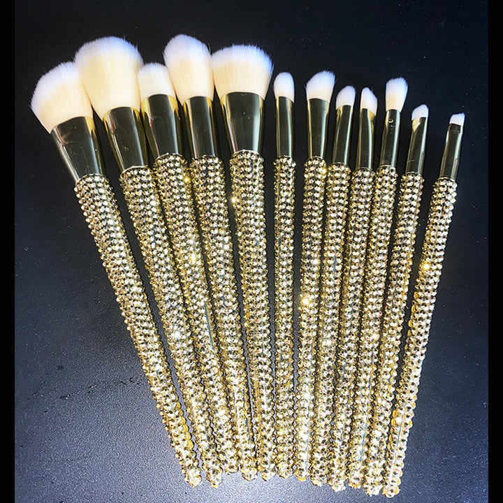 ✨ Diamond 12 Gems Makeup Brush Set — luxury sparkle for flawless beauty 💎💄