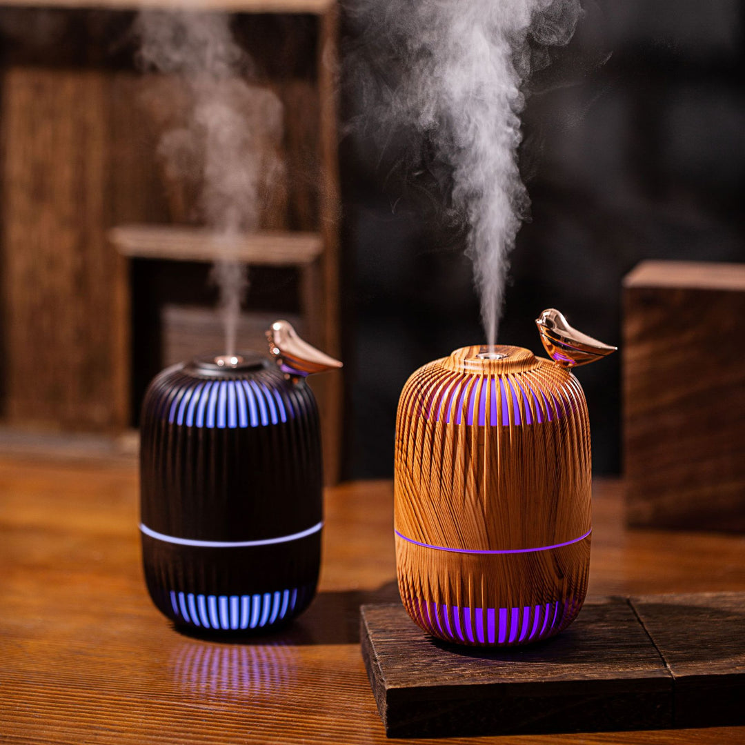 🌿💧 Compact Wood-Grain Humidifier | USB Mist Sprayer for Home & Office ✨