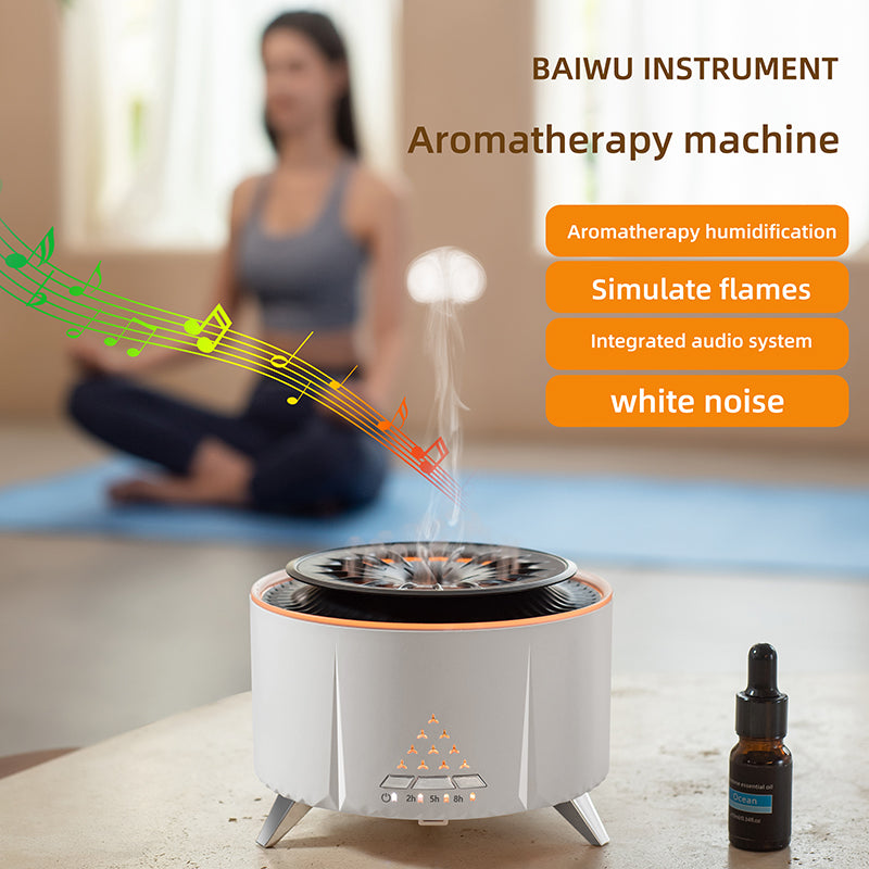 🔥🌋 Volcano Flame Humidifier | Remote Control Aroma Diffuser with LED Fire Effect ✨