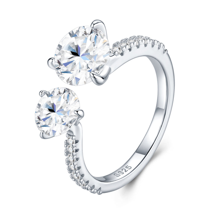 💍 Double Moissanite Minimalist Ring – Platinum-Plated S925 Silver (3g, Sizes 5–9) 💍