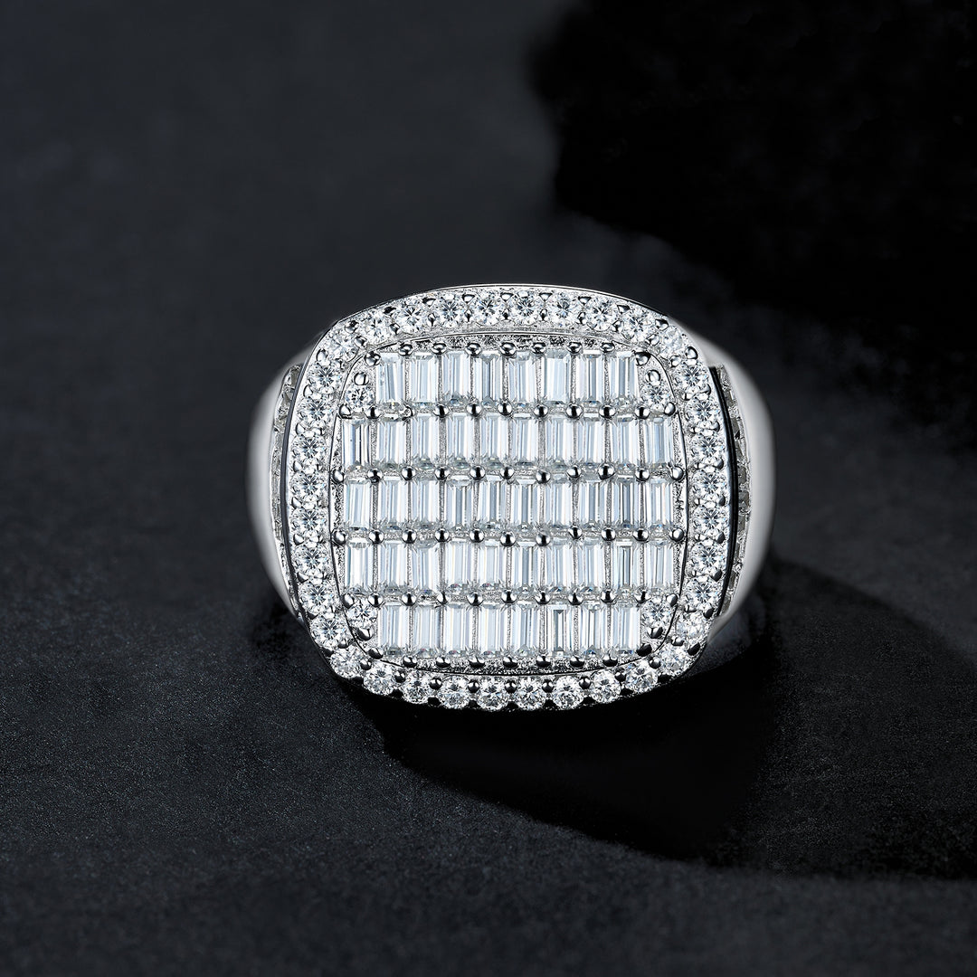 💍 Men’s Minimalist Moissanite Ring – Platinum-Plated S925 Silver (14g, Sizes 5–9) 💍