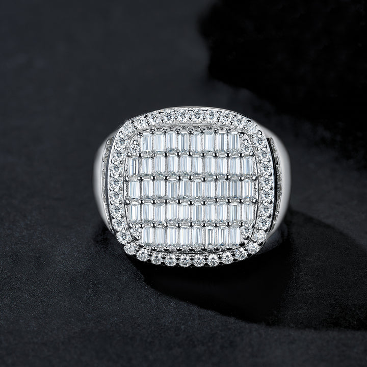 💍 Men’s Minimalist Moissanite Ring – Platinum-Plated S925 Silver (14g, Sizes 5–9) 💍