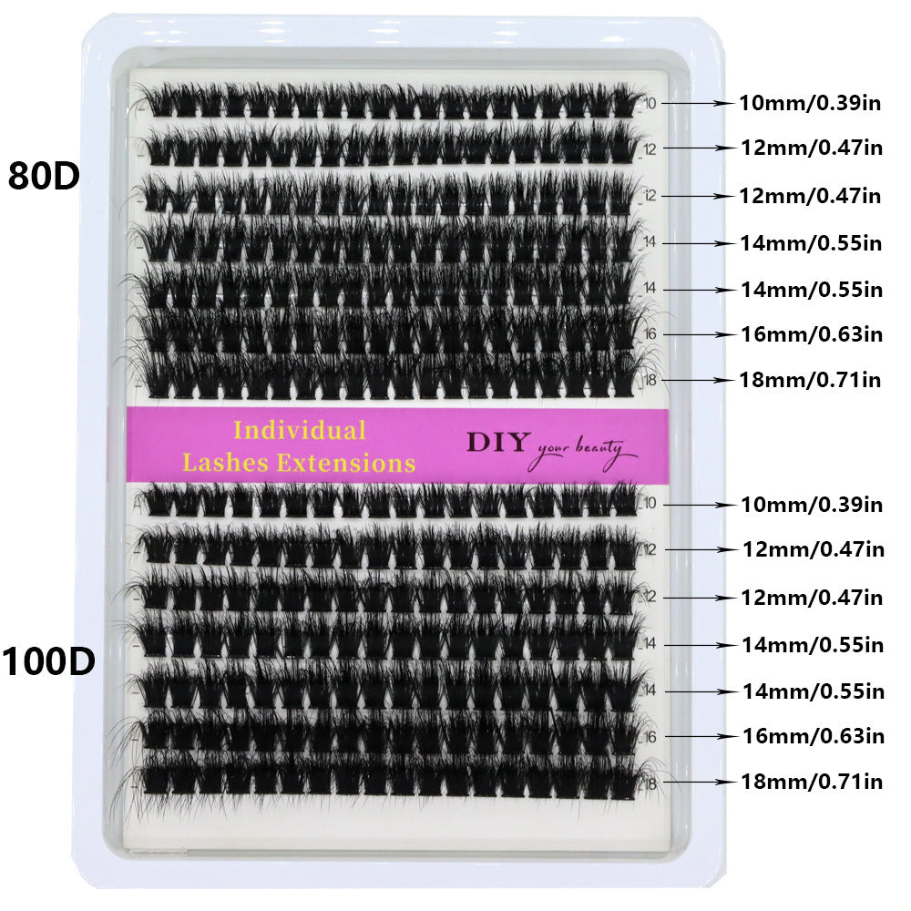 👁️✨ 14 Rows 3D Black Cluster Eyelashes – 40D–160D Fluffy Soft Lash Set