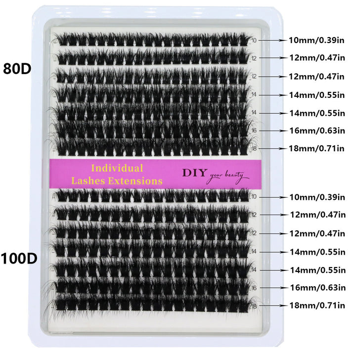 👁️✨ 14 Rows 3D Black Cluster Eyelashes – 40D–160D Fluffy Soft Lash Set