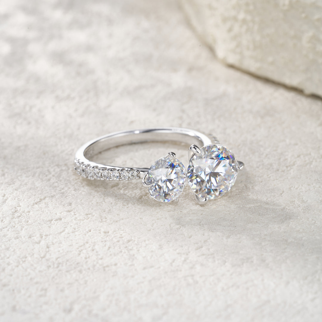 💍 Double Moissanite Minimalist Ring – Platinum-Plated S925 Silver (3g, Sizes 5–9) 💍