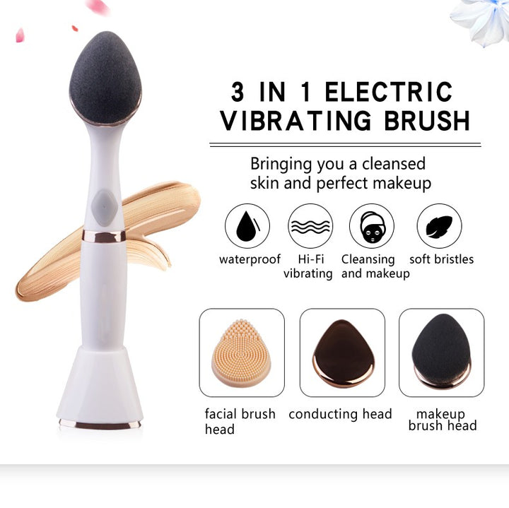 💖🧼 Three-in-One Multifunctional Face Wash Brush | Electric Facial Cleansing & Makeup Care Device