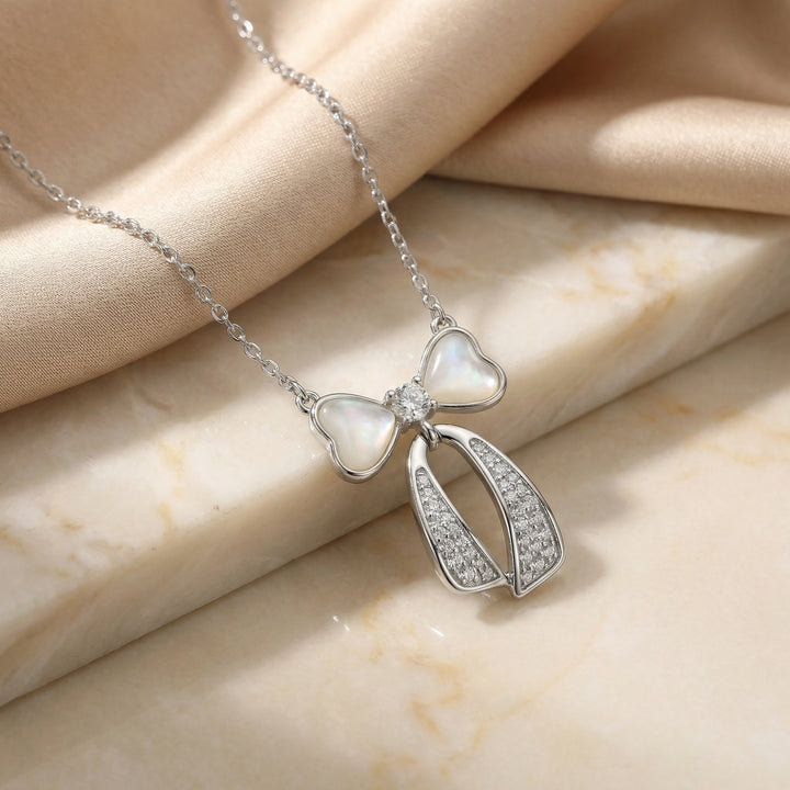 ✨ 925 Sterling Silver Mother-of-Pearl Bow Necklace