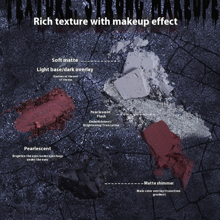 🖤 Cahill Dark Goth Eyeshadow Palette – Shimmer & Matte Punk Makeup Set ✨