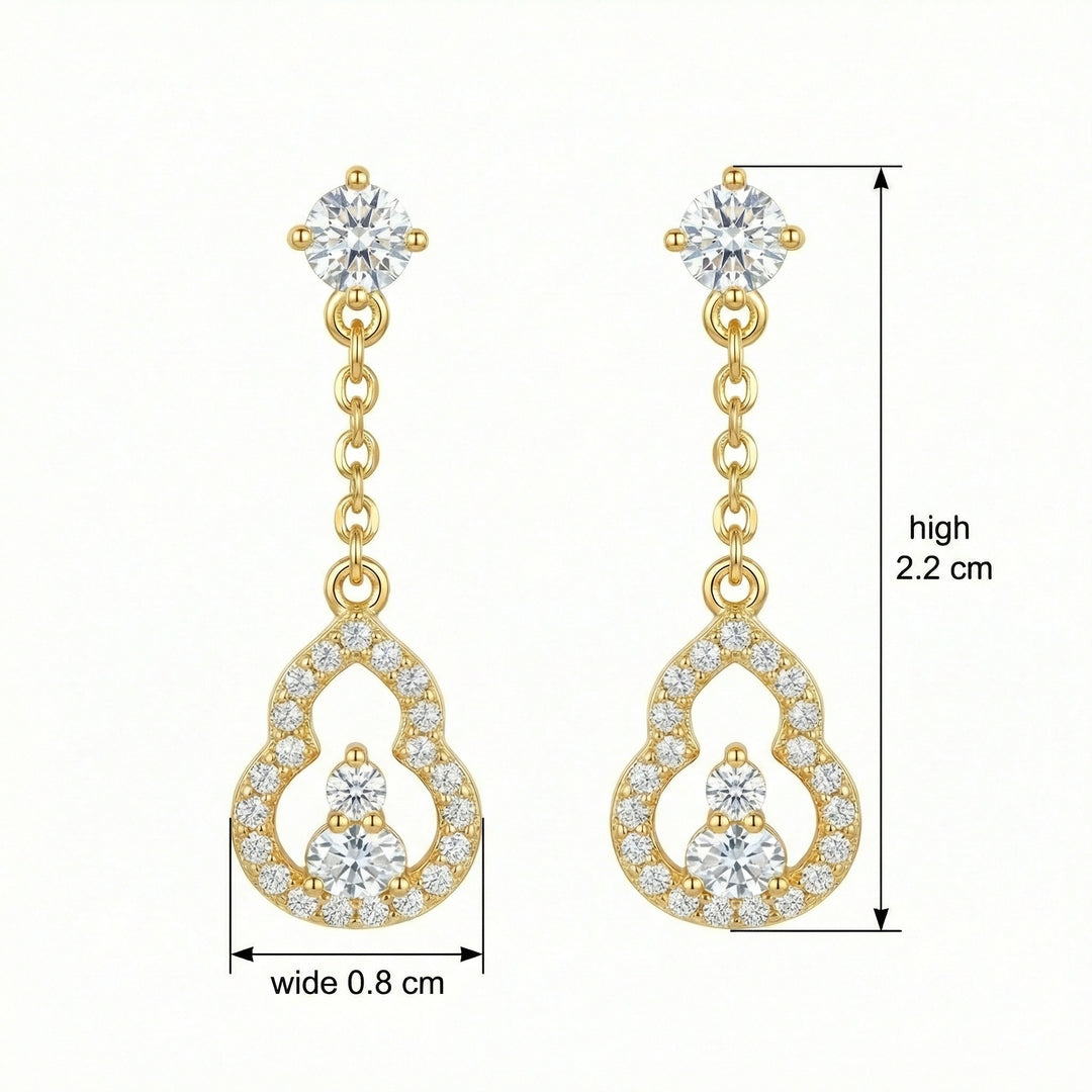 ✨ 925 Sterling Silver Sparkling Gemstone Gourd Drop Earrings ✨
