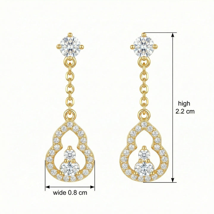 ✨ 925 Sterling Silver Sparkling Gemstone Gourd Drop Earrings ✨