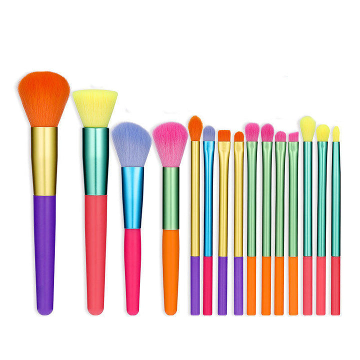 ✨ 15-Piece Multi-Color Makeup Brush Set — Rainbow Beauty Tools 💄🌈