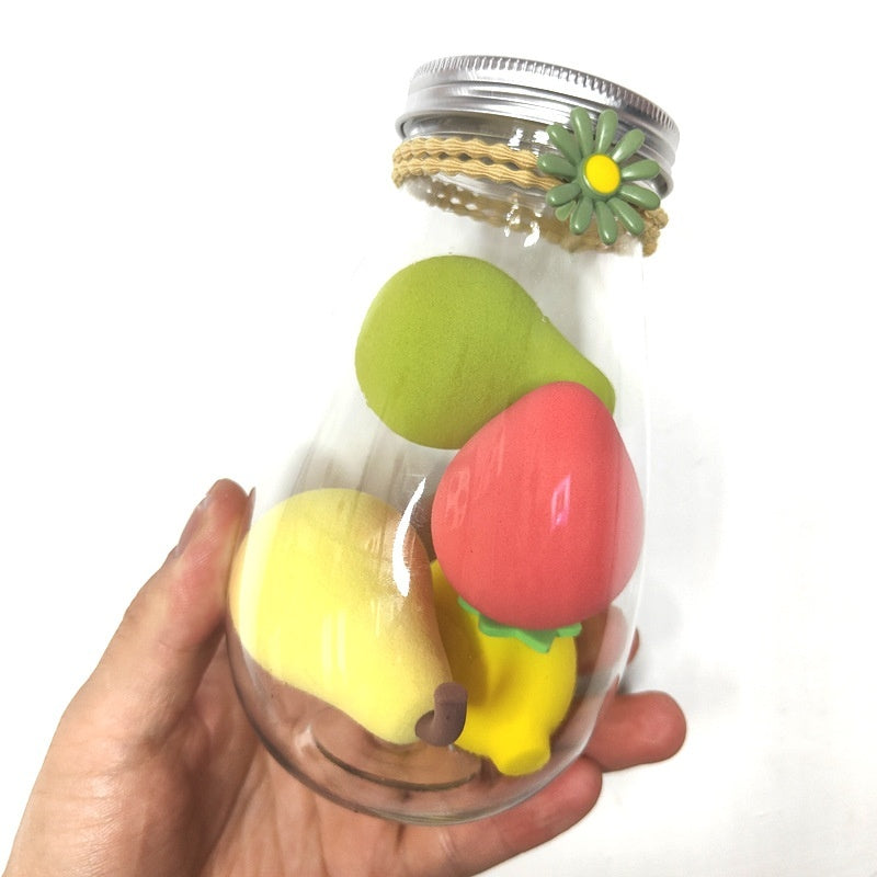 💄✨ Portable Travel Size PET Bottle Makeup Egg Set | Beauty Sponge Kit (4PCS)