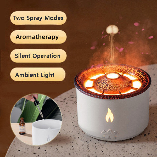 🌋🔥 Creative Volcano Aromatherapy Humidifier | Flame & Smoke Ring Mist Diffuser