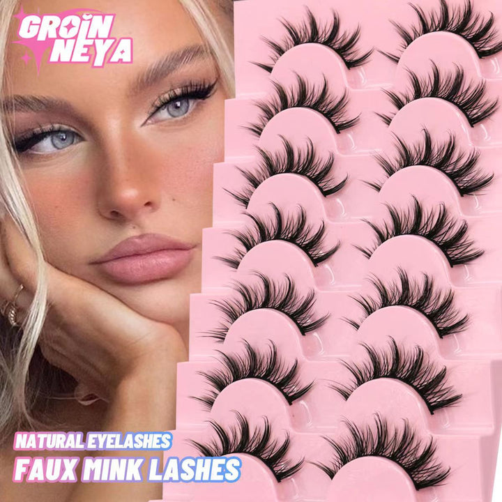 👁️✨ Natural Dense Messy Curly Eyelashes – Soft Volume Lash Set (7 Pairs)