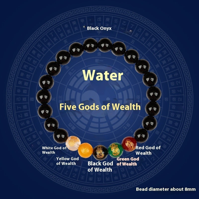 Natural Agate Five Elements Five Blessings Bracelet