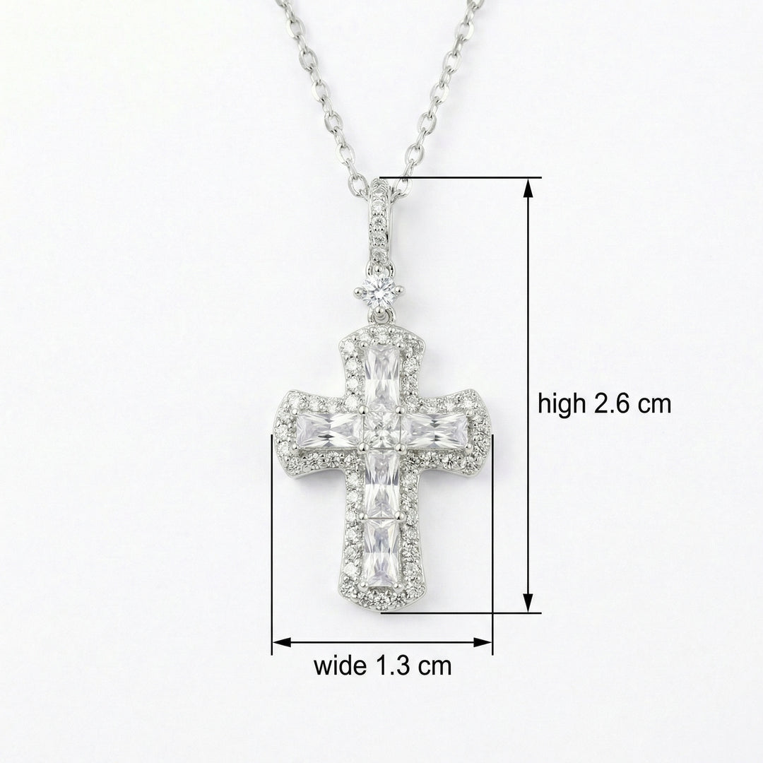 ✨ 925 Sterling Silver Cross Necklace with CZ Accents