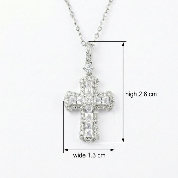 ✨ 925 Sterling Silver Cross Necklace with CZ Accents