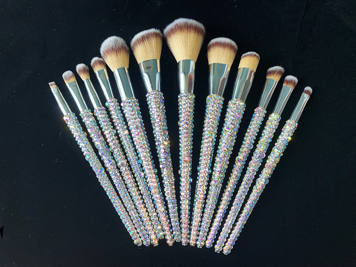✨ Diamond 12 Gems Makeup Brush Set — luxury sparkle for flawless beauty 💎💄