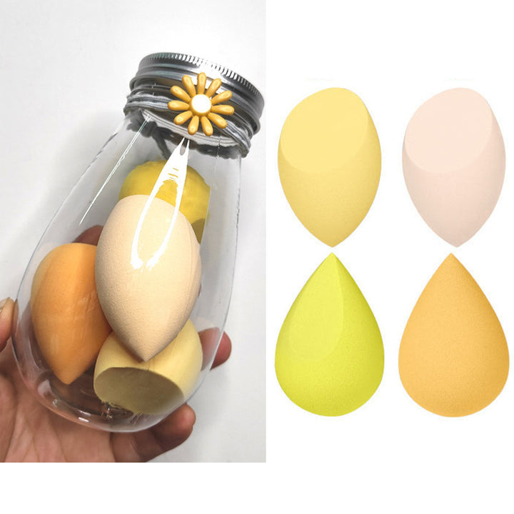 💄✨ Portable Travel Size PET Bottle Makeup Egg Set | Beauty Sponge Kit (4PCS)