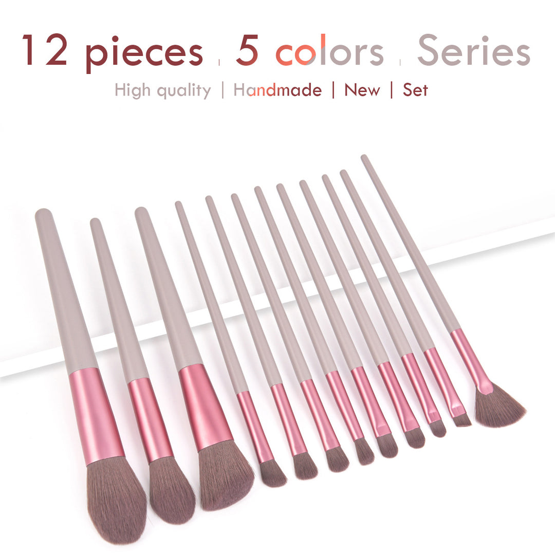 🖌️ 12-Piece Makeup Brush Set with Makeup Bag – Professional Face & Eye Brush Kit (4 Colors) 💄✨