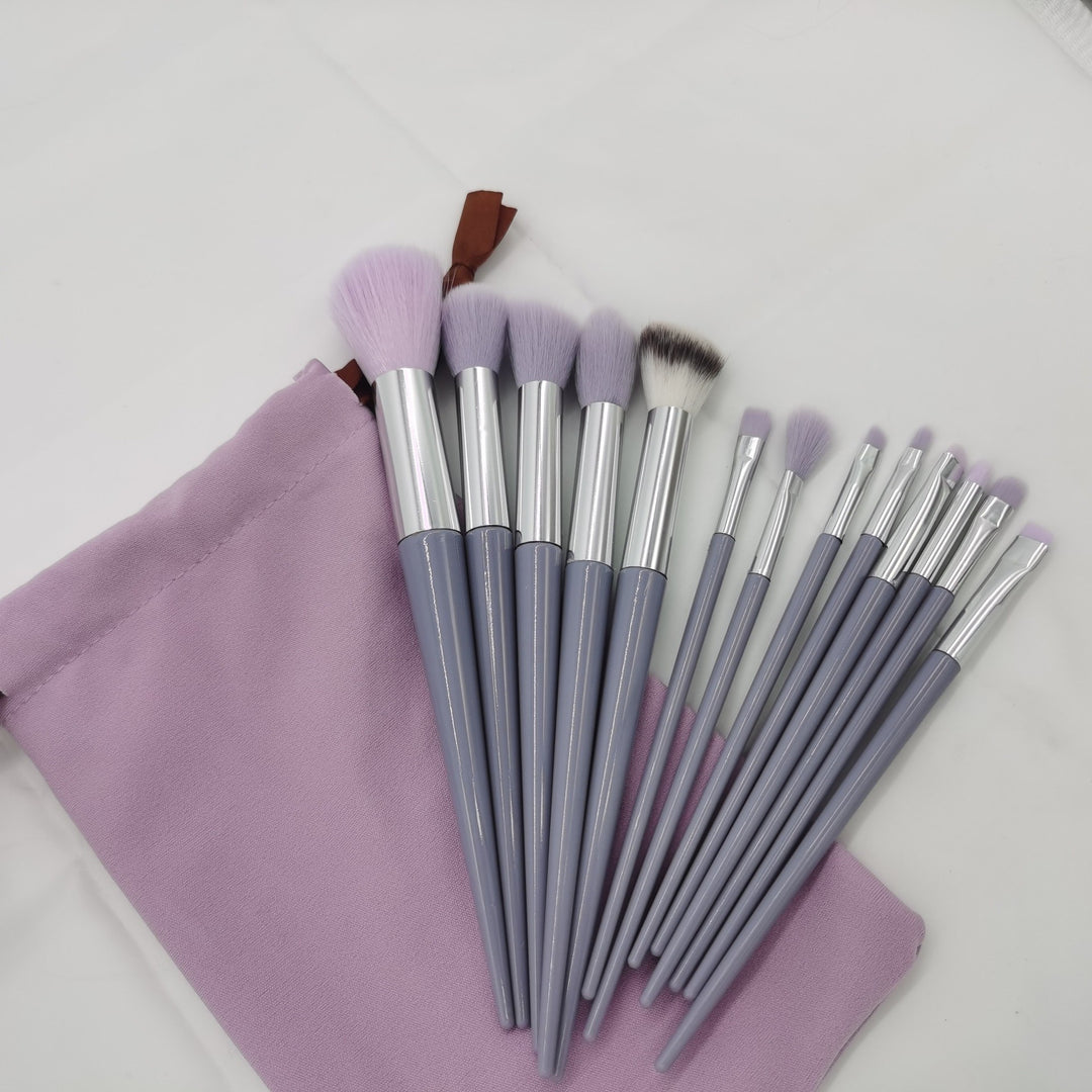 🌸✨ 13-Piece Purple Flower Holly Leaf Makeup Brush Set — Soft Hair Collection 💄