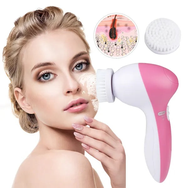 🧼💗 5-in-1 Electric Facial Cleansing Brush | 360° Rotation Deep Cleansing System