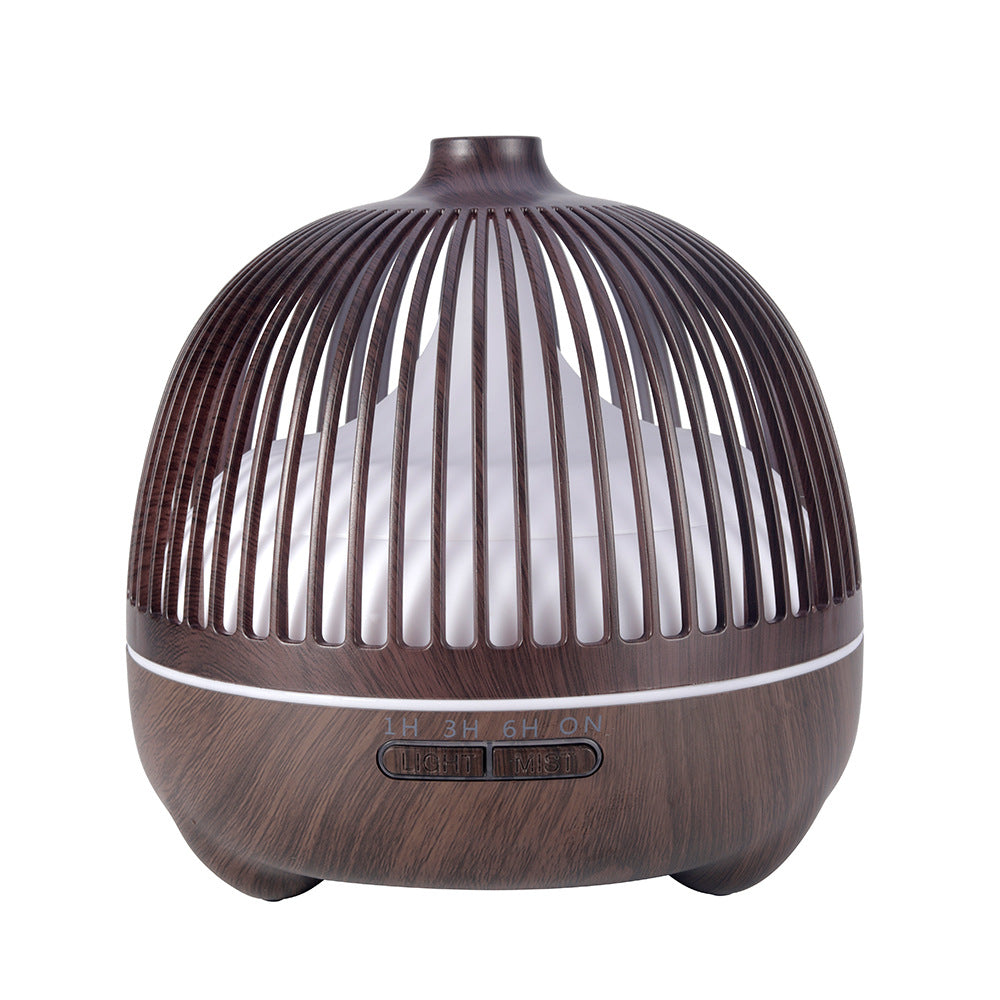 🐦🏺 Birdcage Aromatherapy Humidifier | Hollow Wood Grain Ultrasonic Diffuser 🌿✨
