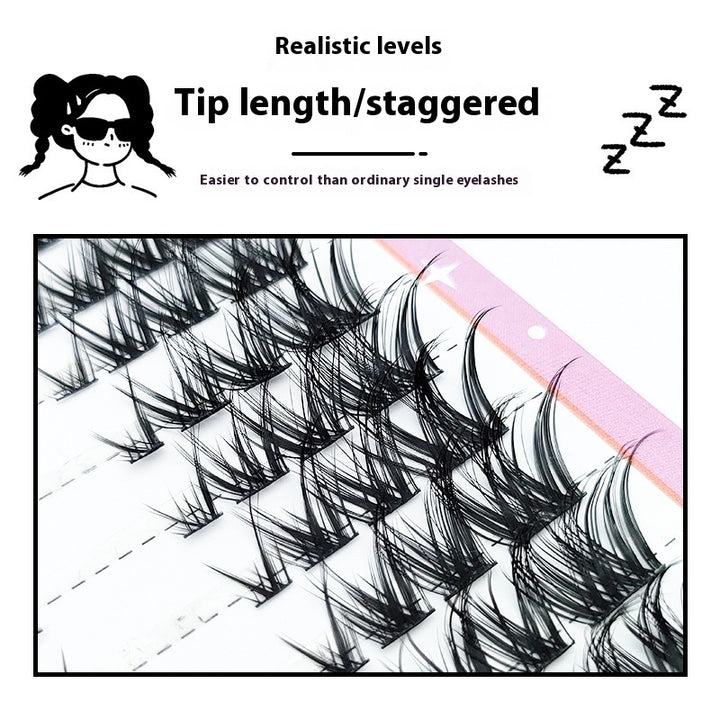 👁️🦊 Fox Eye 10 Rows False Eyelashes – Oblique Flying Single Cluster Lash Set