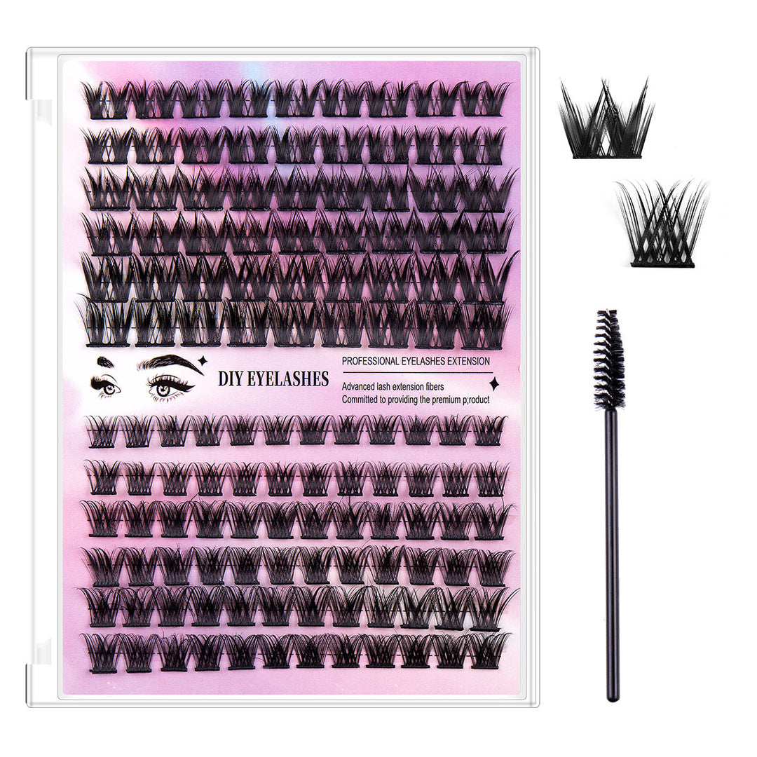 👁️✨ Segmented Hairy Fishtail Wheat Lazy Trilogy False Eyelashes – DIY Cluster Lash Kit
