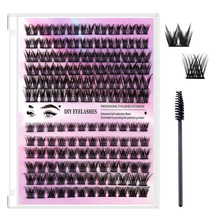 👁️✨ Segmented Hairy Fishtail Wheat Lazy Trilogy False Eyelashes – DIY Cluster Lash Kit