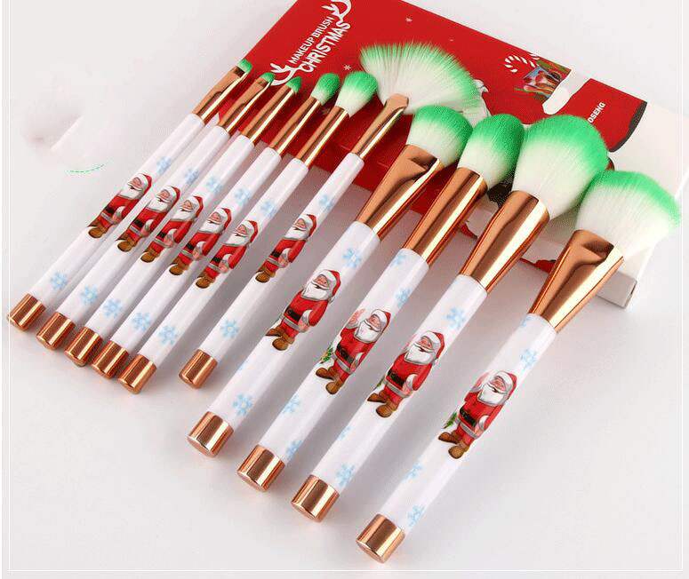 ✨ Christmas Portable Makeup Brush Set — 10-Piece Festive Beauty Tools 🎄💄