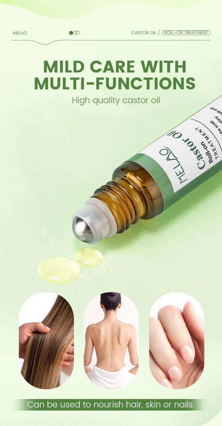 ✨ Castor Oil Roll-On Essential Oil — 10ml Scalp & Hair Care Serum 🌿💆‍♀️