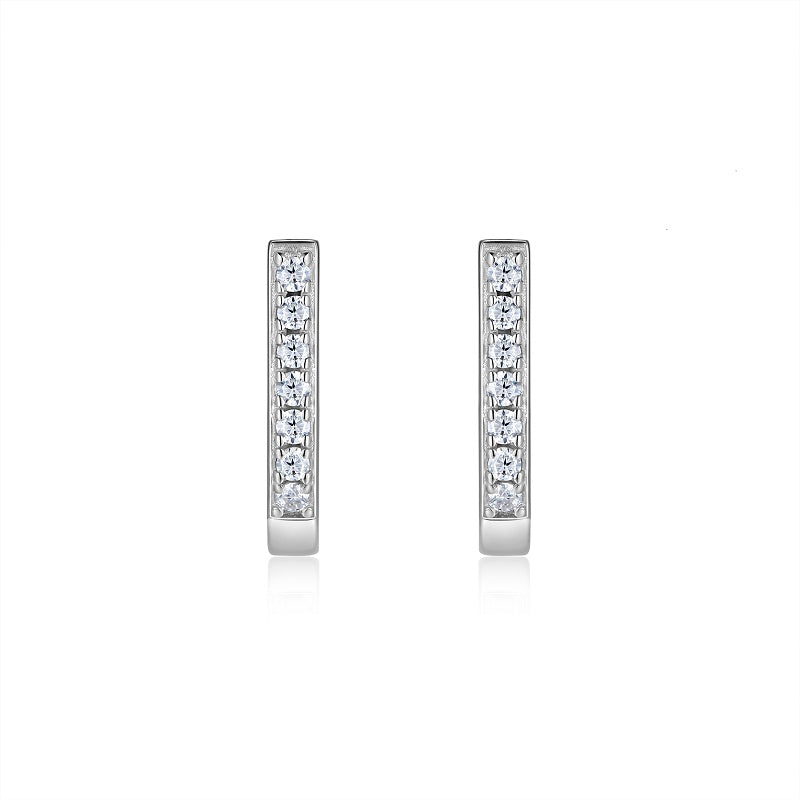 Luxury Minimalist Moissanite Loop Earrings – Platinum-Plated S925 Silver