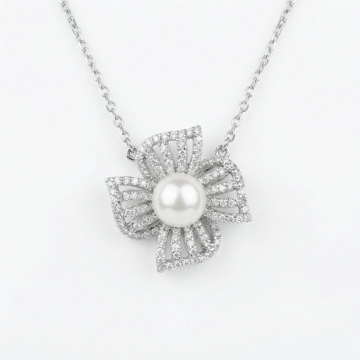 ✨ 925 Sterling Silver Pearl Flower Necklace